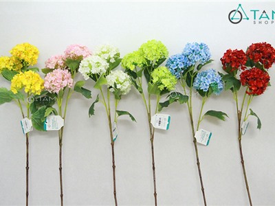 Cành hoa Cẩm tú cầu giả 80cm số 78